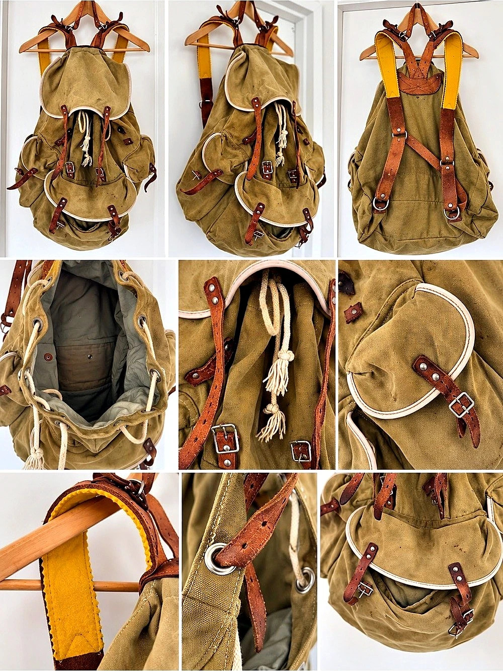 VINTAGE CANVAS + LEATHER ALPINE RUCKSACK - Picture 6 of 6